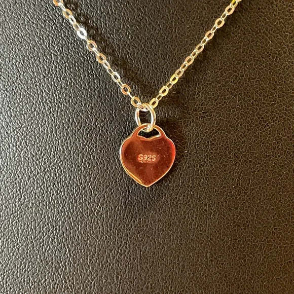 Sterling Silver Red Enamel Heart Necklace. NWOT - Picture 2 of 2